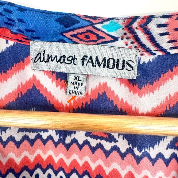 Almost Famous chevron tunic pull tab sleeve dress size XL 100% polyester - Picture 11 of 11